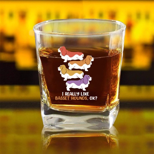 Basset Hound Dog Lover I Really Like Basset Hound Square Whiskey Glasses