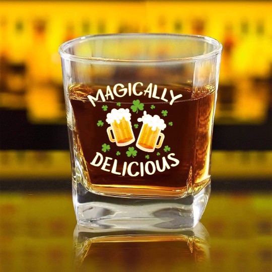 Magically Delicious Beer Drinking Irish Team St Square Whiskey Glasses