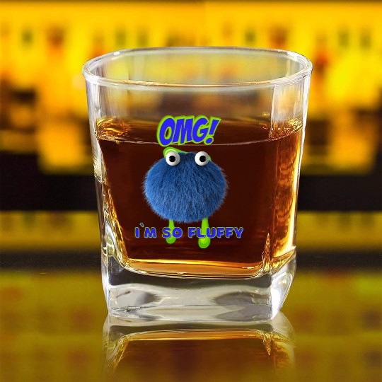 OMG Im So Fluffy, Cute Furry monster. Square Whiskey Glasses