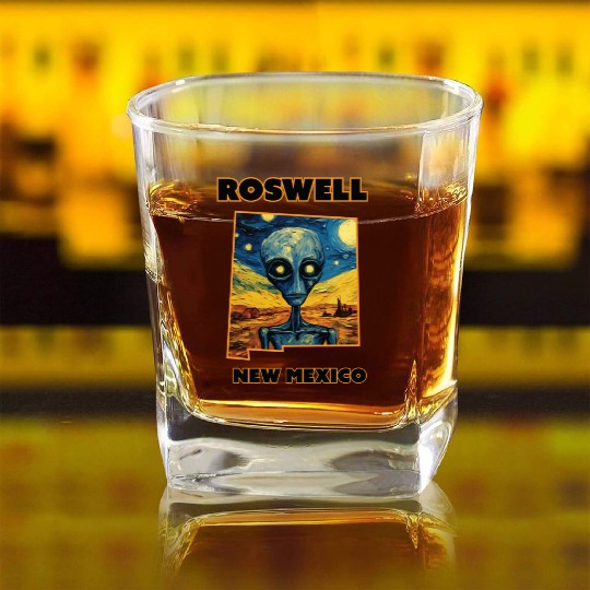 Roswell New Mexico - Alien Square Whiskey Glasses