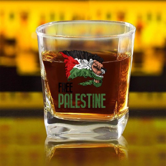 FREE PALESTINE FLAG GAZA Square Whiskey Glasses