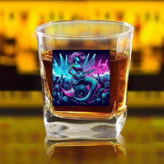 rock and roll under the sea Square Whiskey Glasses
