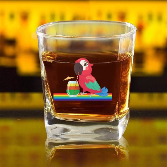 parrot bird of jimmy buffett Square Whiskey Glasses