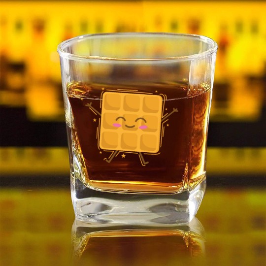 funny Waffle Pastry Baker Dough Square Whiskey Glasses