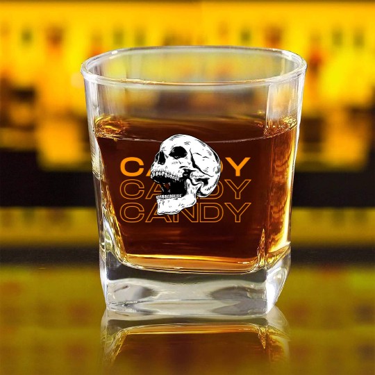 Candy Candy Candy Skull Square Whiskey Glasses