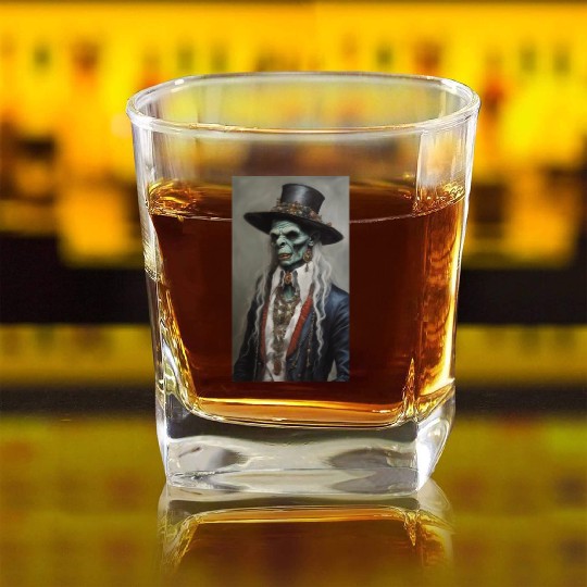 Gypsi indian zombie vampire painting Square Whiskey Glasses