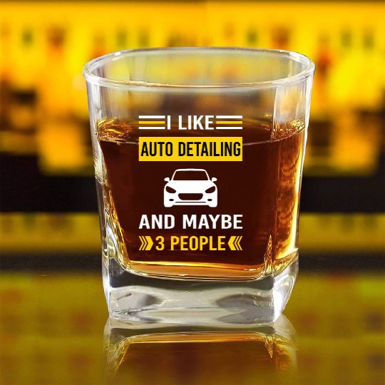 3 People Auto Detailing Car Detail Detailer Square Whiskey Glasses