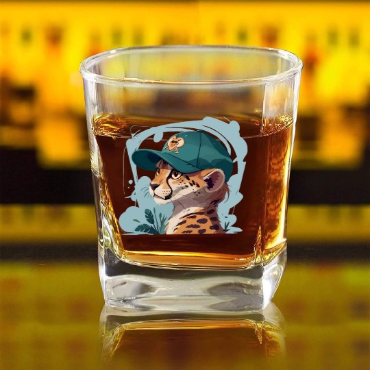 Cool Cheetah Square Whiskey Glasses