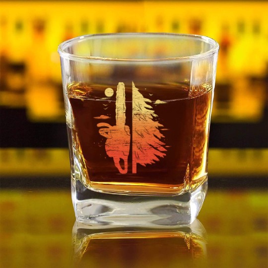 Lumberjack gift for woodworkers chainsaw wood Square Whiskey Glasses
