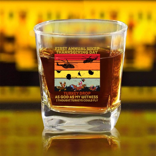 witness First Annual Thanksgiving Wkrp Cincinnati Square Whiskey Glasses