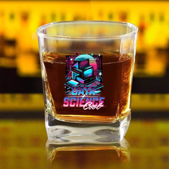 Retro Neon Data Science Vibes 90s Square Whiskey Glasses