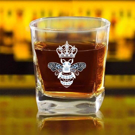 Queen Bee Crown Women Hive Beekeeping Bee Women Square Whiskey Glasses