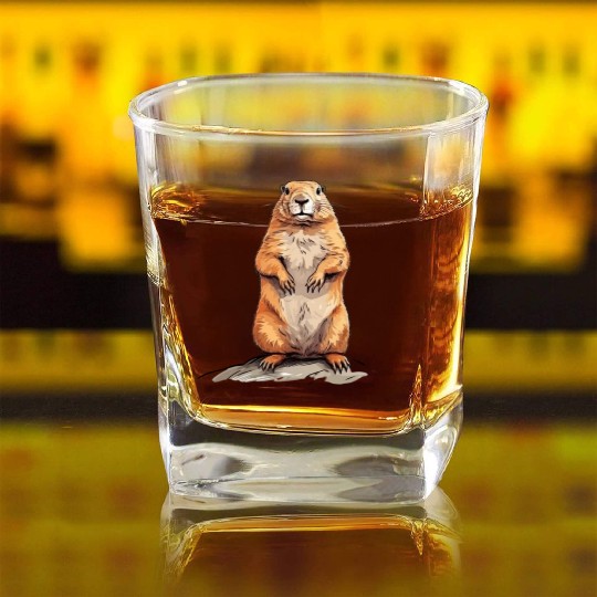 Groundhog Marmot for a Marmot lover groundhog fan Square Whiskey Glasses