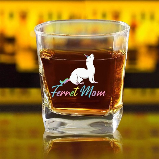 Female Ferret Lover Square Whiskey Glasses