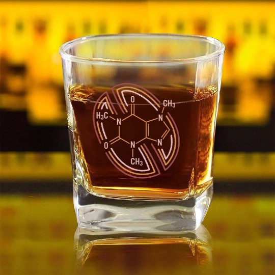 Chemistry Square Whiskey Glasses, Caffeine Molecule Chemical I