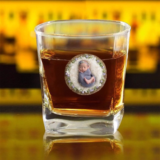 Lavender newborn girl pictures Square Whiskey Glasses