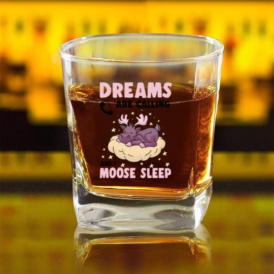 Dreams Are Calling Youth Cute Moose Square Whiskey Glasses