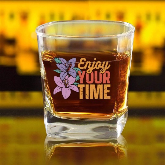 Orchids Enjoy Your Time Orchid Flower Gardening Square Whiskey Glasses