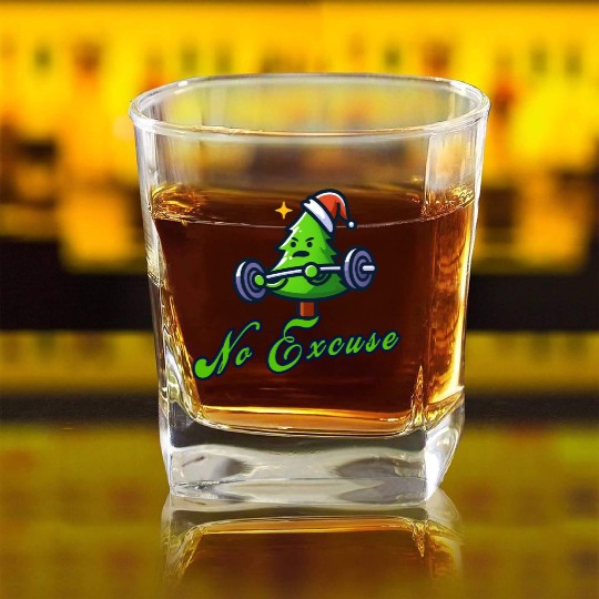 No excuse, funny christmas tree on gym Square Whiskey Glasses