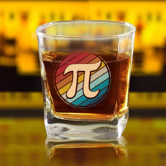 Happy Pi Day Mathematic Math Teacher Vintage Retro Square Whiskey Glasses