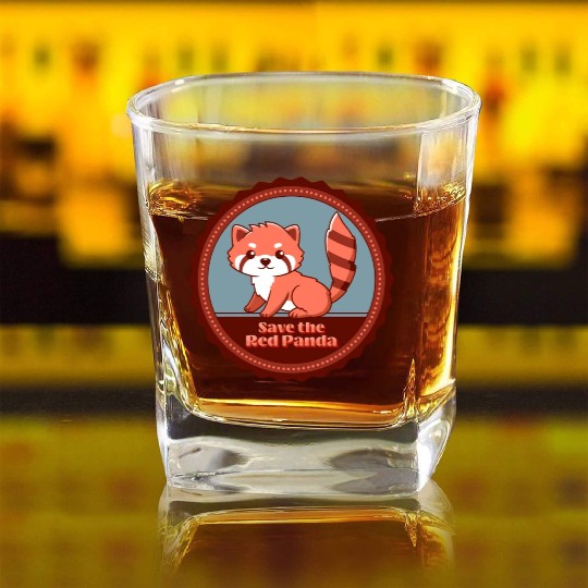 Save The Red Panda Square Whiskey Glasses