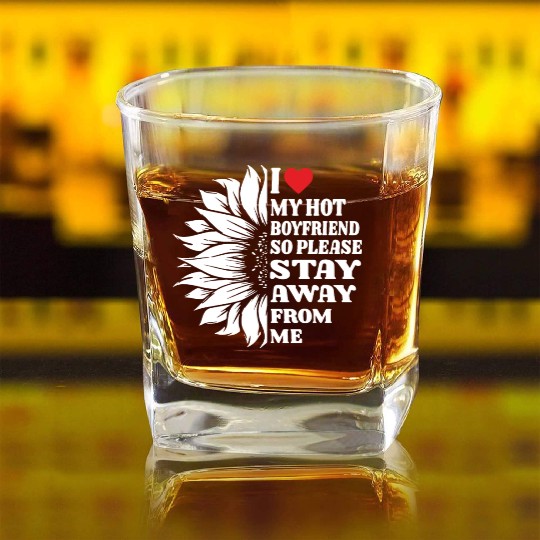 Sunflower I Love My Hot Boyfriend Square Whiskey Glasses