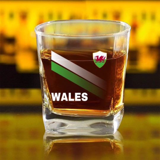 Vintage Wales Sunflower Flag Wales Soccer Lover Square Whiskey Glasses