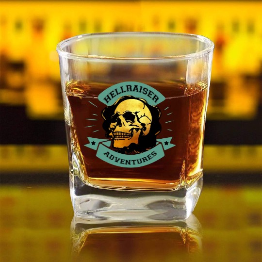 Gilded Skull Hellraiser Adventure Square Whiskey Glasses