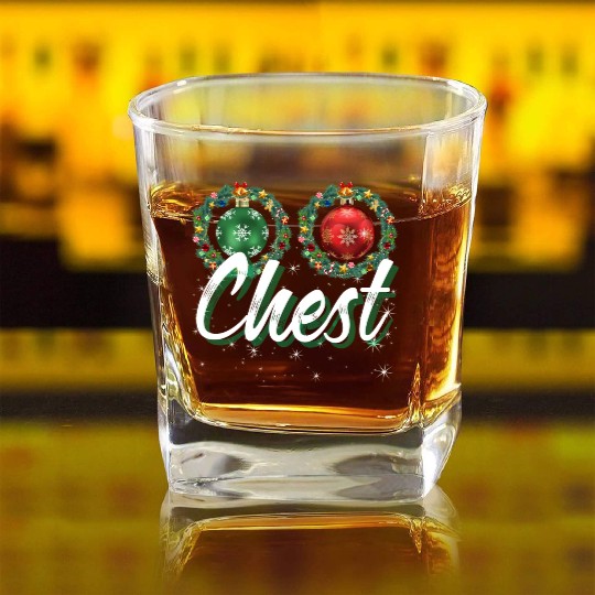 Chest Nuts Christmas Couple Funny Matching Square Whiskey Glasses