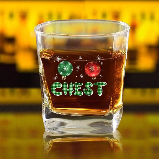 Chest Nuts Christmas Couple Funny Matching Square Whiskey Glasses