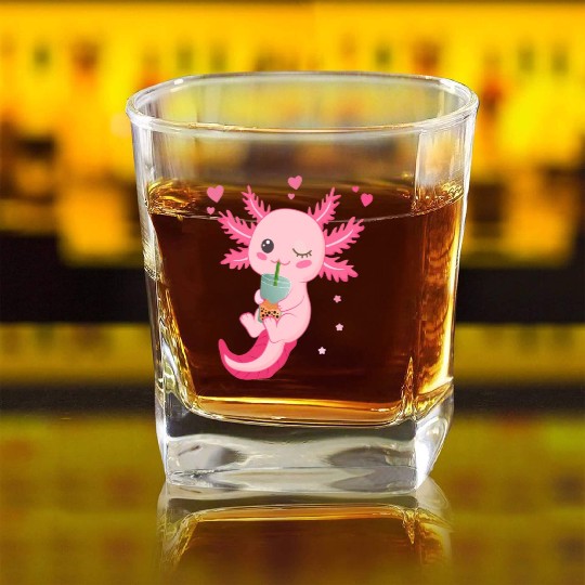 Boba Tea Bubble Tea Milk Tea Axolotl Square Whiskey Glasses