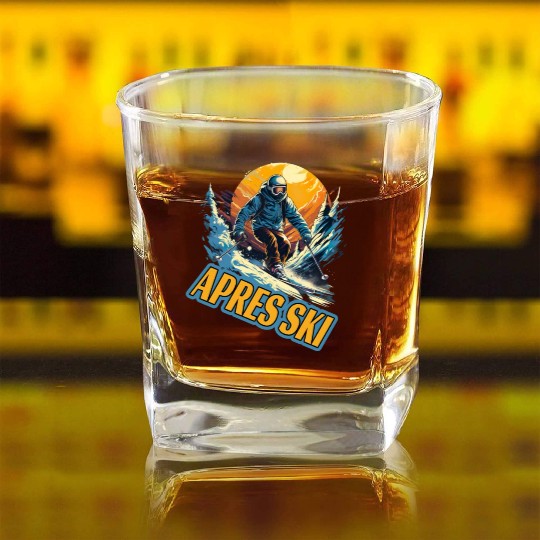 Skiing Off Piste Winter Fun for a Skiers Square Whiskey Glasses