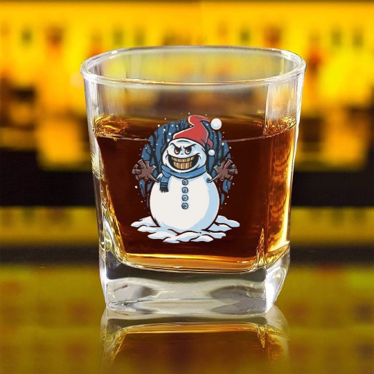 frosty snowman creepy Square Whiskey Glasses