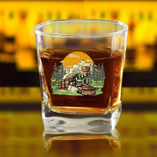 Christmas North Pole Polar Express All Abroad Xmas Square Whiskey Glasses