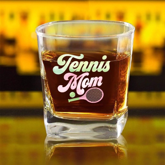 Tennis Mom Racket Sport Player Square Whiskey Glasses