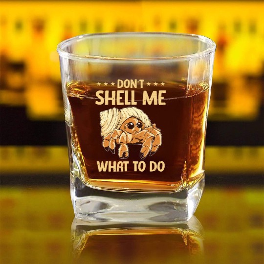 Sea Creature Seafood Shells Hermit Crab Lover Square Whiskey Glasses
