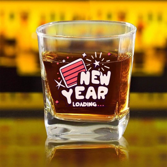 NYE New Year Loading Cheers To Festive New Year's Square Whiskey Glasses