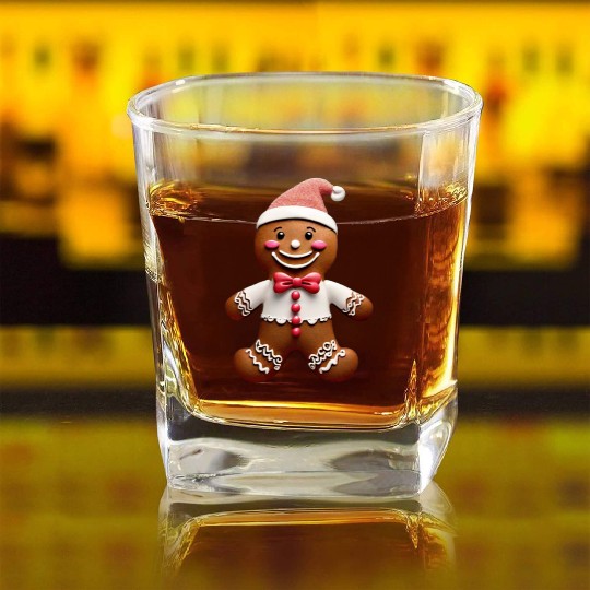 Whimsical Wonders: Gingerbread Dreams Square Whiskey Glasses