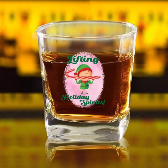 Muscle Elf -Christmas Spirit Workout Square Whiskey Glasses