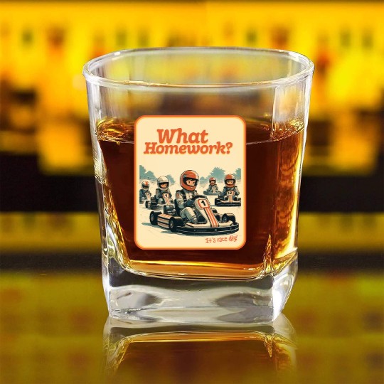 What Homework? It’s Race Day! Square Whiskey Glasses