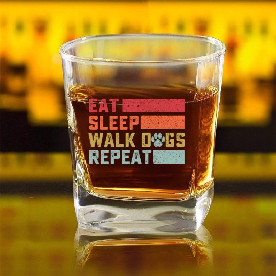 Dog Walker Square Whiskey Glasses Dog Walking Gift Dog Lover