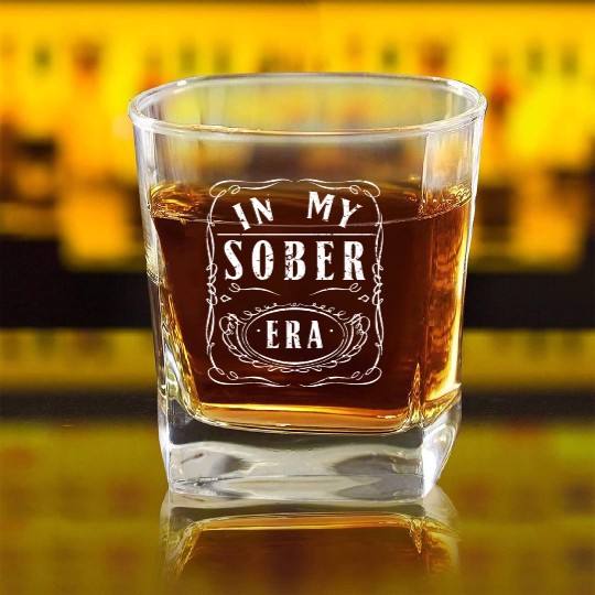 In My Sobriety Era Alcohol Drinking Recovery Mode Square Whiskey Glasses