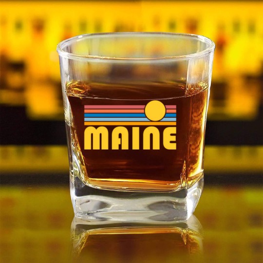 Maine Sunset Maine Square Whiskey Glasses