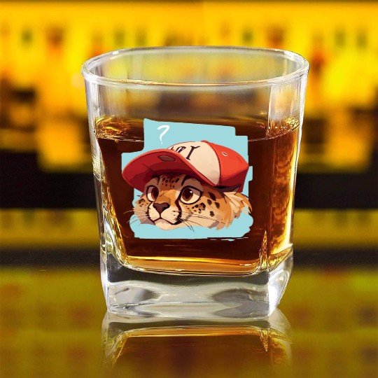 Surprised Cheetah Square Whiskey Glasses