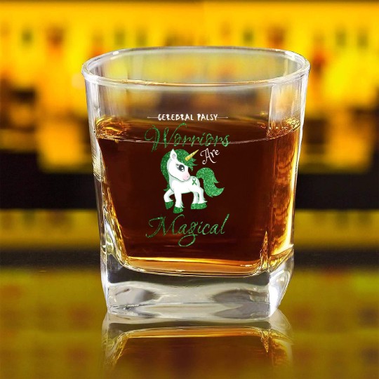 Cerebral Palsy Warriors Are Magical Cute Green Square Whiskey Glasses