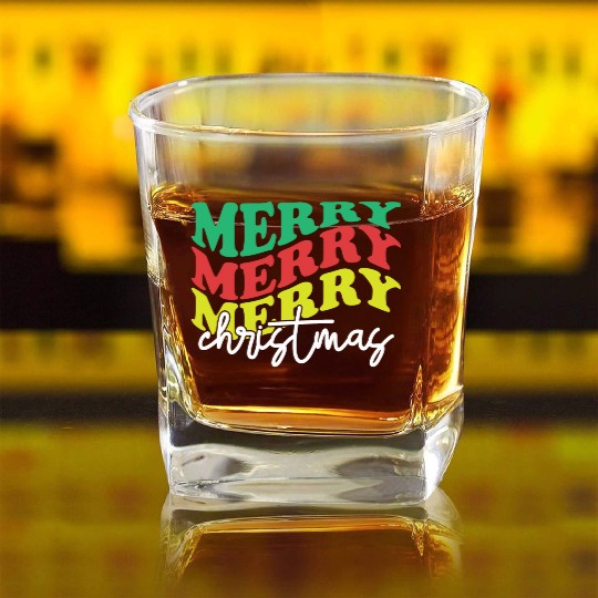 Merry merry merry Christmas, Xmas Design Square Whiskey Glasses