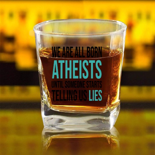 atheism science Square Whiskey Glasses