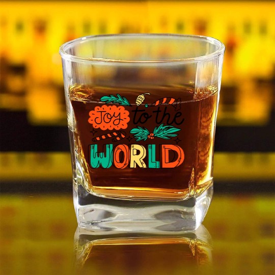 Christmas Joy to The World. Square Whiskey Glasses