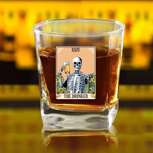 Funny Tarot Card Craft Beer Alcohol Square Whiskey Glasses