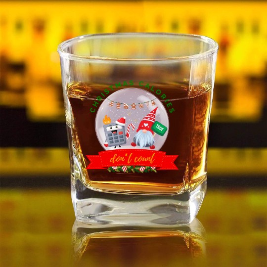 Christmas Calories Don’t Count Cookie Calculator Square Whiskey Glasses